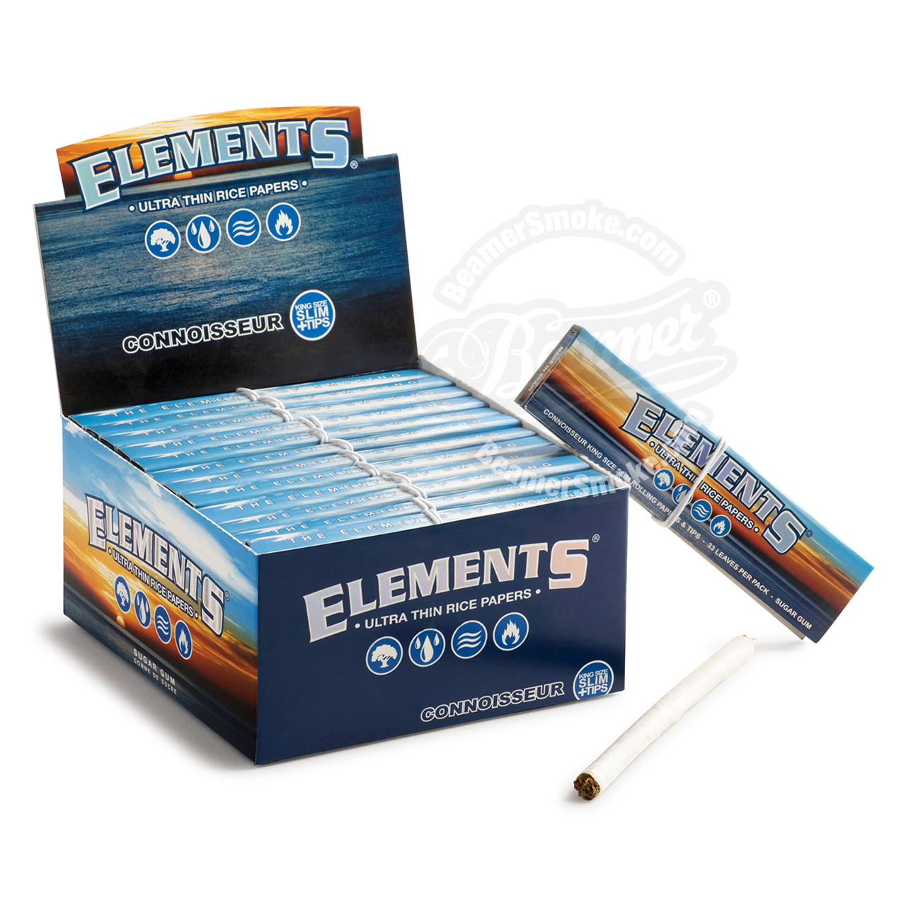 Elements Rice Connoisseur King Size Rolling Papers with Rolling Tips