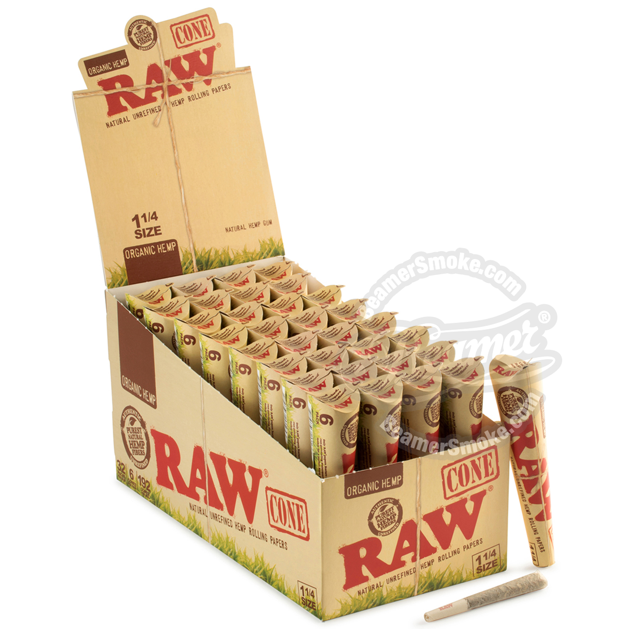Raw Organic 1 _ Size Pre-Rolled Cones - 6 Count Packs