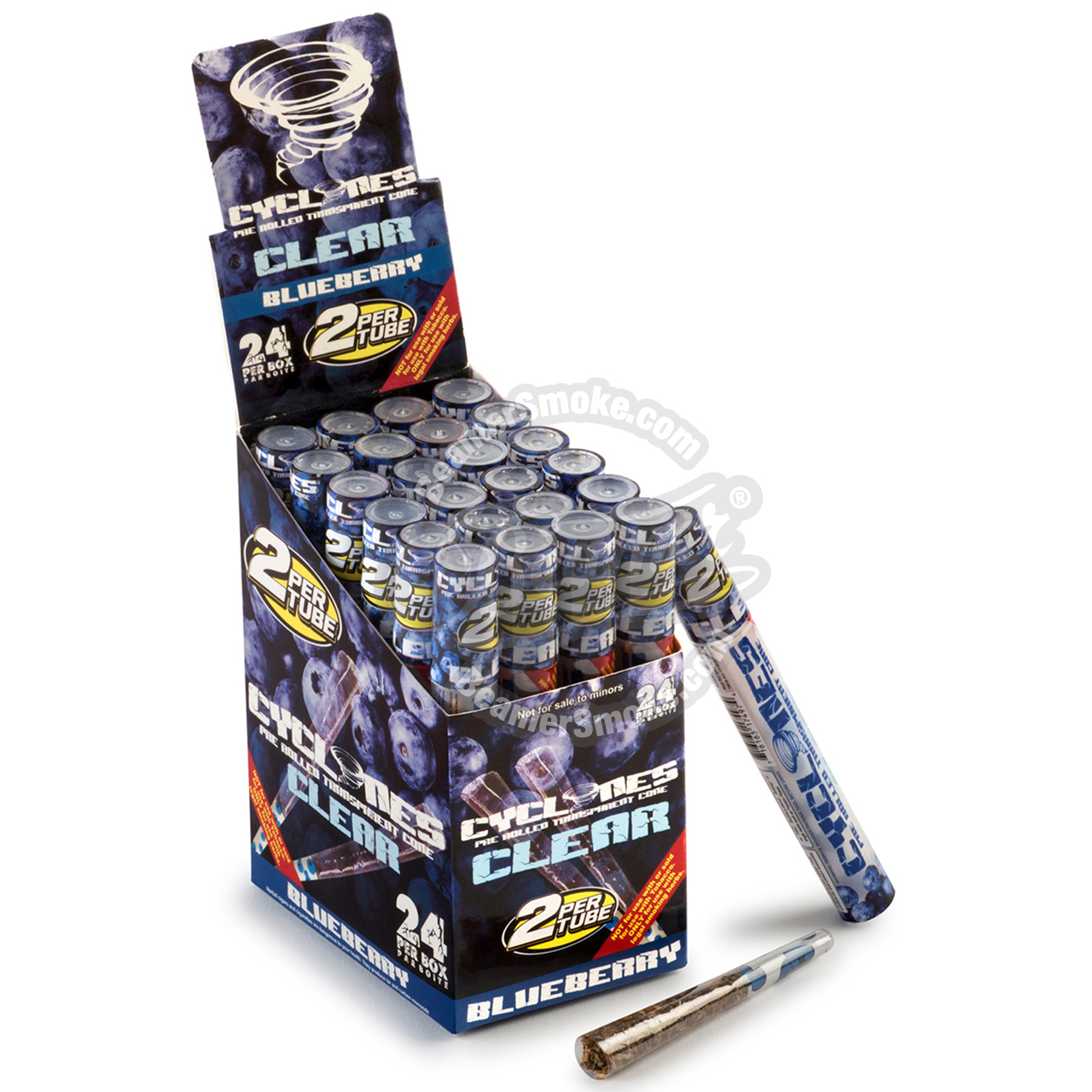 Cyclones Blueberry Flavor Transparent Cones - 2 Count Packs